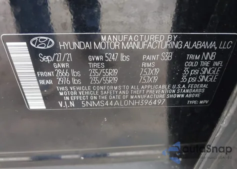 2022 Hyundai Santa Fe Limited z USA, uszkodzony, nr VIN 5NMS44AL0NH396497